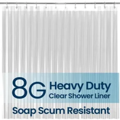 Bathroom Shower Curtain Waterproof Plastic Shower Curtain Premium PEVA Non-Toxic with Rust Proof Grommets Clear 8G Bathroom Accessories
