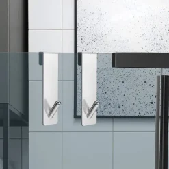 Bathroom Shower Door Hook Over Glass Door Shower Towel Rack Stainless Steel Drilling Free Towel Holder Hanger