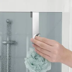 Bathroom Shower Door Hook Over Glass Door Shower Towel Rack Stainless Steel Drilling Free Towel Holder Hanger