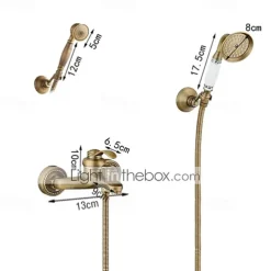 Bathroom Shower Faucet Set, High Flow Vintage Style Wall Mounted Outside Antique Dual-Head Pull Out Shower Head with Handheld, Hot and Cold Water Switch Included