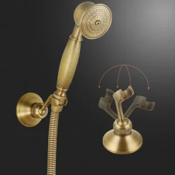 Bathroom Shower Faucet Set, High Flow Vintage Style Wall Mounted Outside Antique Dual-Head Pull Out Shower Head with Handheld, Hot and Cold Water Switch Included