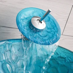 Bathroom Sink / Bathroom Faucet / Bathroom Mounting Ring Vanity Wash Basin - Tempered Glass Round Vessel Sink