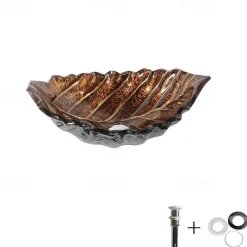 Bathroom Sink / Bathroom Faucet / Bathroom Mounting Ring Vanity Wash Basin / Antique - Tempered Glass Rectangular Vessel Sink