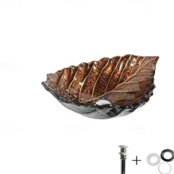 Bathroom Sink / Bathroom Faucet / Bathroom Mounting Ring Vanity Wash Basin / Antique - Tempered Glass Rectangular Vessel Sink