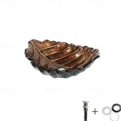 Bathroom Sink / Bathroom Faucet / Bathroom Mounting Ring Vanity Wash Basin / Antique - Tempered Glass Rectangular Vessel Sink