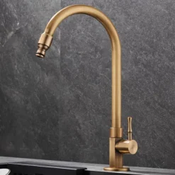 Bathroom Sink Faucet - Classic Antique Brass Mount Outside Single Handle One HoleBath Taps