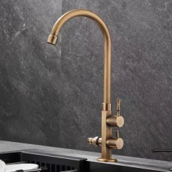 Bathroom Sink Faucet - Classic Antique Brass Mount Outside Single Handle One HoleBath Taps