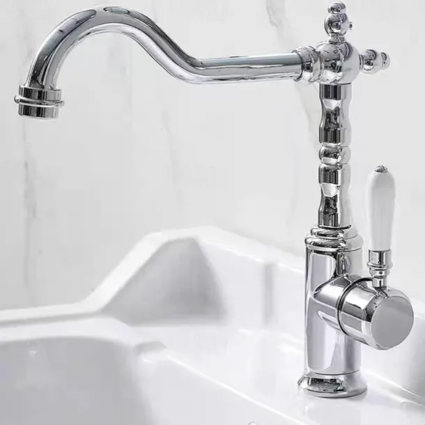 Bathroom Sink Faucet - Classic Electroplated Centerset Single Handle One HoleBath Taps