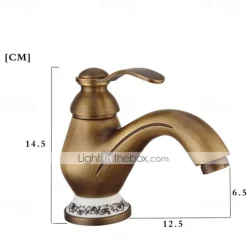 Bathroom Sink Faucet - Classic Antique Brass Centerset Single Handle One HoleBath Taps