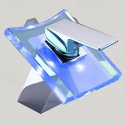 Bathroom Sink Faucet - LED / Waterfall Chrome Centerset One Hole / Single Handle One HoleBath Taps / Brass