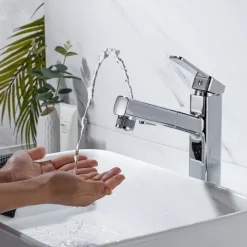 Bathroom Sink Faucet - Pull out / Pullout Spray Electroplated Centerset Single Handle One HoleBath Taps