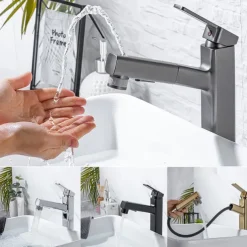 Bathroom Sink Faucet - Pull out / Pullout Spray Electroplated Centerset Single Handle One HoleBath Taps