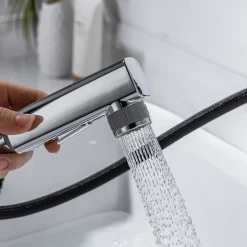 Bathroom Sink Faucet - Pull out / Pullout Spray Electroplated Centerset Single Handle One HoleBath Taps