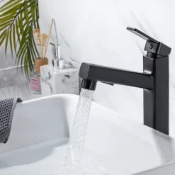 Bathroom Sink Faucet - Pull out / Pullout Spray Electroplated Centerset Single Handle One HoleBath Taps