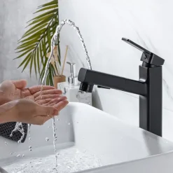 Bathroom Sink Faucet - Pull out / Pullout Spray Electroplated Centerset Single Handle One HoleBath Taps