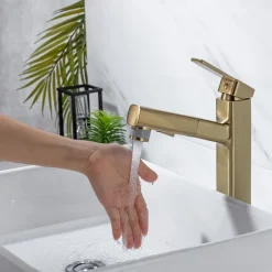 Bathroom Sink Faucet - Pull out / Pullout Spray Electroplated Centerset Single Handle One HoleBath Taps