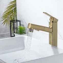 Bathroom Sink Faucet - Pull out / Pullout Spray Electroplated Centerset Single Handle One HoleBath Taps