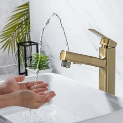 Bathroom Sink Faucet - Pull out / Pullout Spray Electroplated Centerset Single Handle One HoleBath Taps