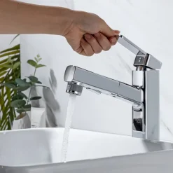 Bathroom Sink Faucet - Pull out / Pullout Spray Electroplated Centerset Single Handle One HoleBath Taps