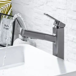 Bathroom Sink Faucet - Pull out / Pullout Spray Electroplated Centerset Single Handle One HoleBath Taps