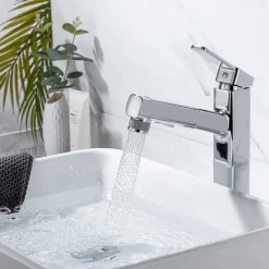Bathroom Sink Faucet - Pull out / Pullout Spray Electroplated Centerset Single Handle One HoleBath Taps