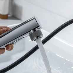 Bathroom Sink Faucet - Pull out / Pullout Spray Electroplated Centerset Single Handle One HoleBath Taps