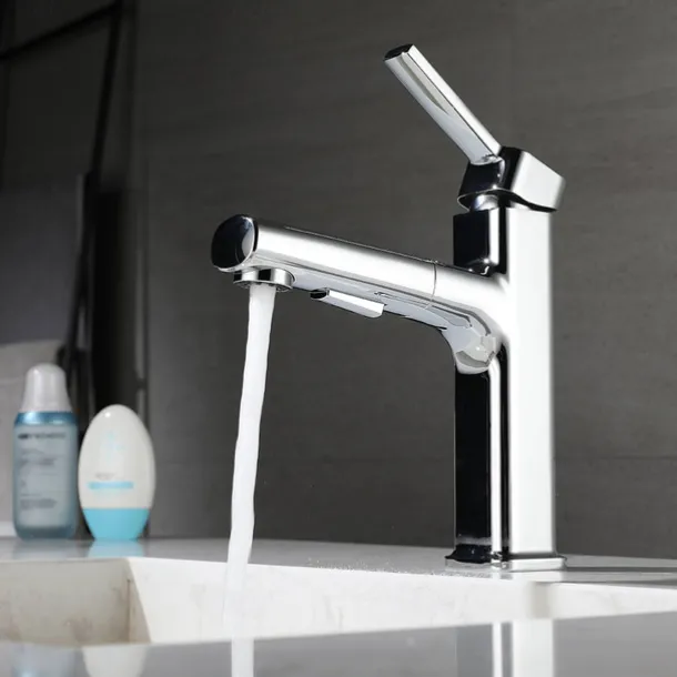 Bathroom Sink Faucet - Pull out / Classic Electroplated Centerset Single Handle One HoleBath Taps
