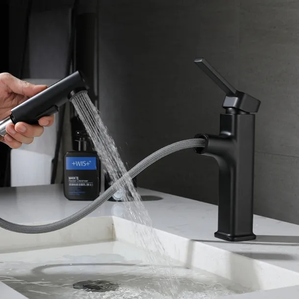 Bathroom Sink Faucet - Pull out / Classic Electroplated Centerset Single Handle One HoleBath Taps