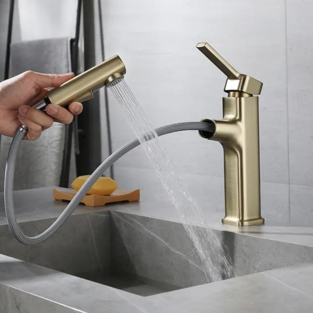 Bathroom Sink Faucet - Pull out / Classic Electroplated Centerset Single Handle One HoleBath Taps