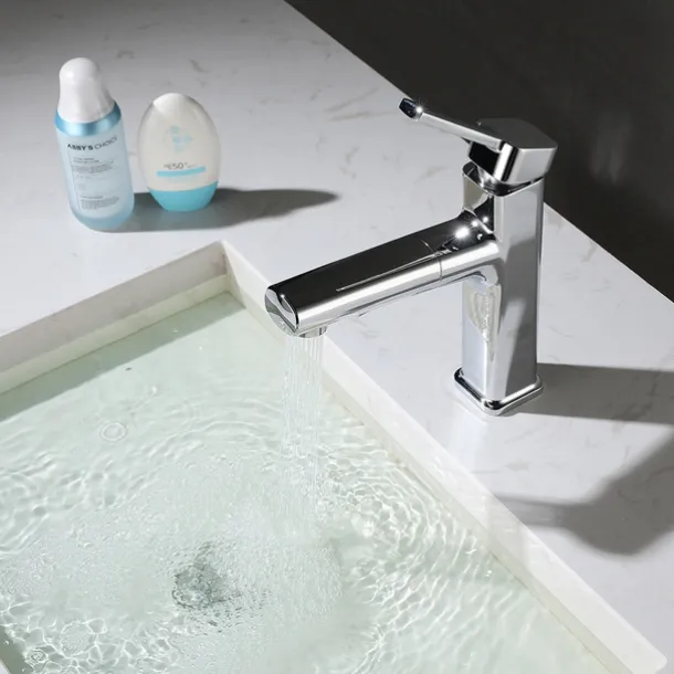Bathroom Sink Faucet - Pull out / Classic Electroplated Centerset Single Handle One HoleBath Taps