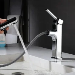 Bathroom Sink Faucet - Pull out / Classic Electroplated Centerset Single Handle One HoleBath Taps