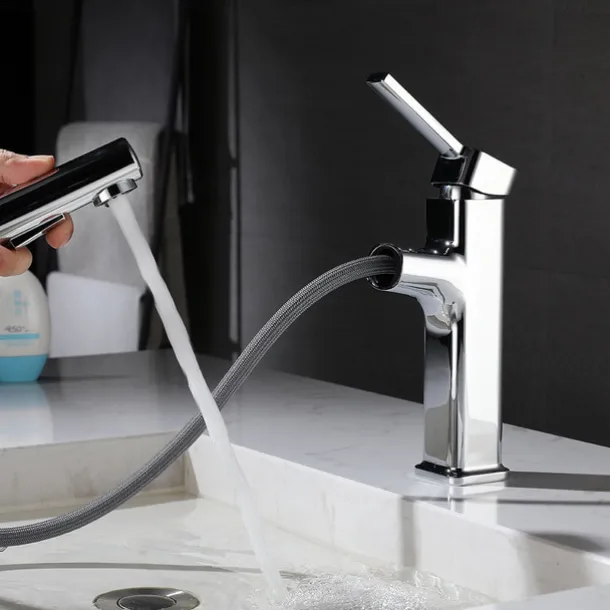 Bathroom Sink Faucet - Pull out / Classic Electroplated Centerset Single Handle One HoleBath Taps