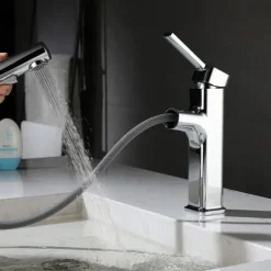 Bathroom Sink Faucet - Pull out / Classic Electroplated Centerset Single Handle One HoleBath Taps