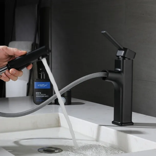 Bathroom Sink Faucet - Pull out / Classic Electroplated Centerset Single Handle One HoleBath Taps