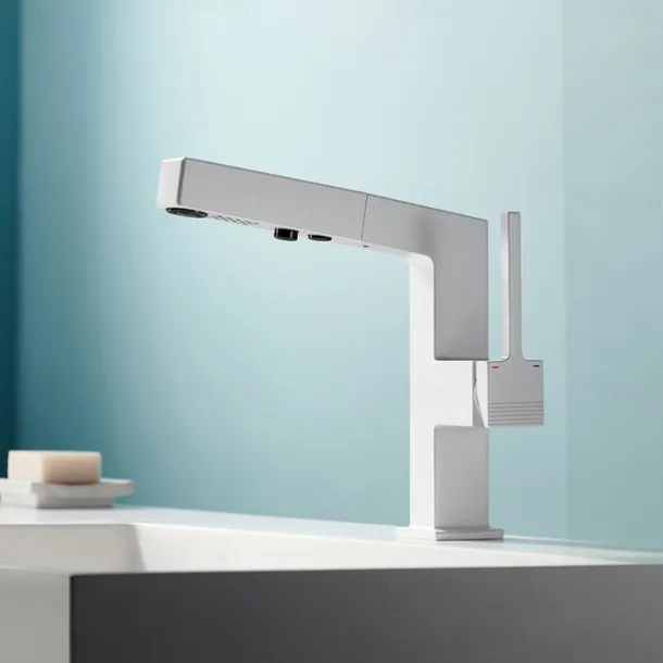 Bathroom Sink Faucet - Pull out / Classic / Pullout Spray Chrome / Nickel Brushed / Electroplated Centerset Single Handle One HoleBath Taps