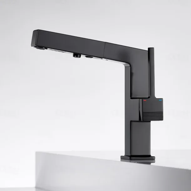 Bathroom Sink Faucet - Pull out / Classic / Pullout Spray Chrome / Nickel Brushed / Electroplated Centerset Single Handle One HoleBath Taps