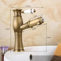 Bathroom Sink Faucet - Pull out Antique Brass Centerset Single Handle One HoleBath Taps