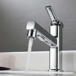 Bathroom Sink Faucet - Pull out Electroplated Centerset Single Handle One HoleBath Taps