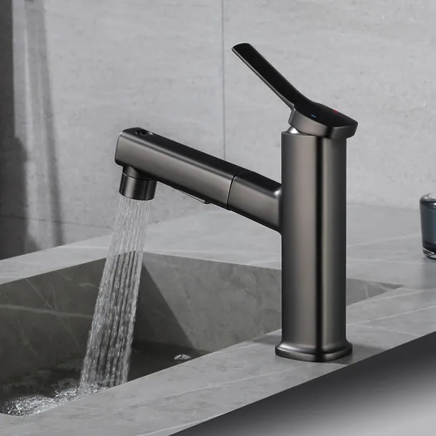 Bathroom Sink Faucet - Pull out Electroplated Centerset Single Handle One HoleBath Taps