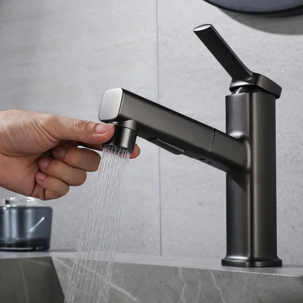 Bathroom Sink Faucet - Pull out Electroplated Centerset Single Handle One HoleBath Taps