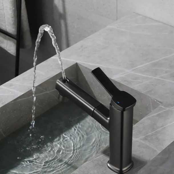 Bathroom Sink Faucet - Pull out Electroplated Centerset Single Handle One HoleBath Taps