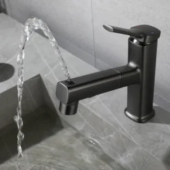 Bathroom Sink Faucet - Pull out Electroplated Centerset Single Handle One HoleBath Taps