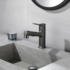 Bathroom Sink Faucet - Pull out Electroplated Centerset Single Handle One HoleBath Taps