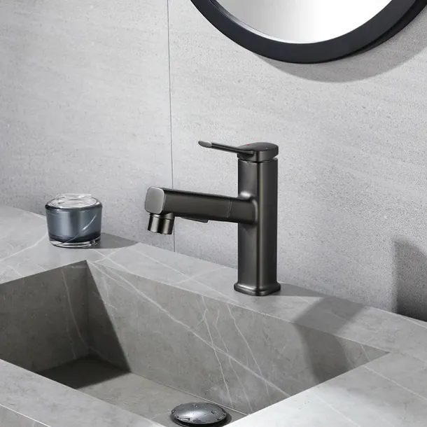 Bathroom Sink Faucet - Pull out Electroplated Centerset Single Handle One HoleBath Taps