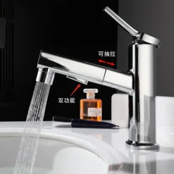 Bathroom Sink Faucet - Pull out Electroplated Centerset Single Handle One HoleBath Taps