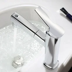 Bathroom Sink Faucet - Pull out Electroplated Centerset Single Handle One HoleBath Taps