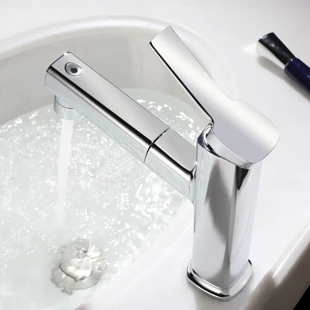 Bathroom Sink Faucet - Pull out Electroplated Centerset Single Handle One HoleBath Taps