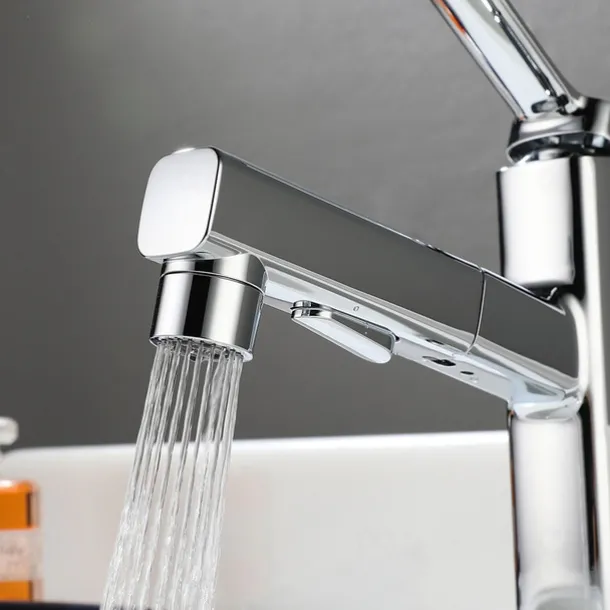 Bathroom Sink Faucet - Pull out Electroplated Centerset Single Handle One HoleBath Taps