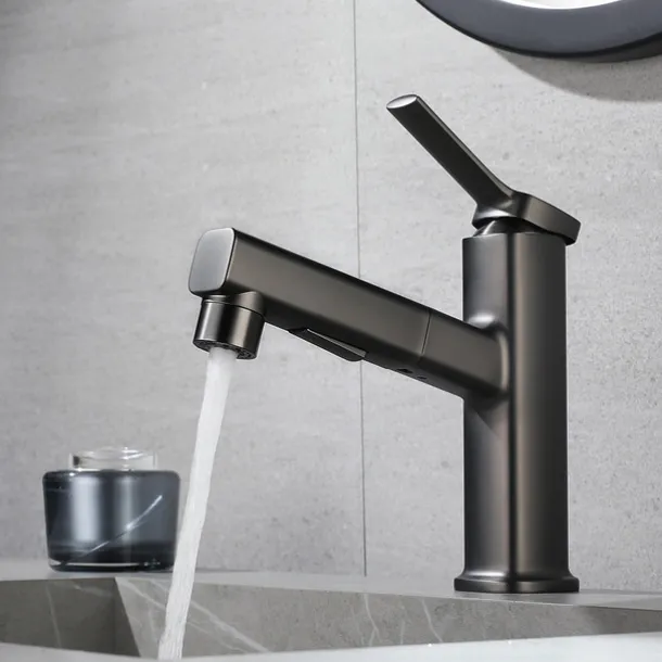 Bathroom Sink Faucet - Pull out Electroplated Centerset Single Handle One HoleBath Taps