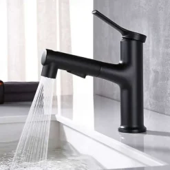 Bathroom Sink Faucet - Pull out Electroplated / Painted Finishes Centerset Single Handle One HoleBath Taps